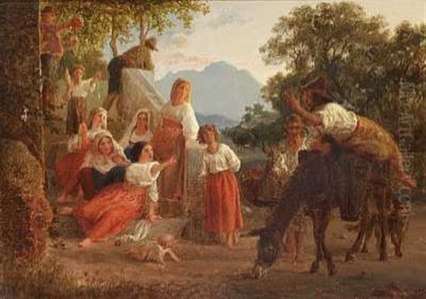 Scene Af Det Italienske Folkeliv Oil Painting by Lorenz Frolich