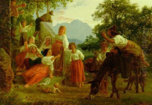 Scene Af Det Italienske Folkeliv Oil Painting by Lorenz Frolich