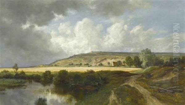 Spatsommerliche Feldlandschaft Oil Painting by Otto Froelicher