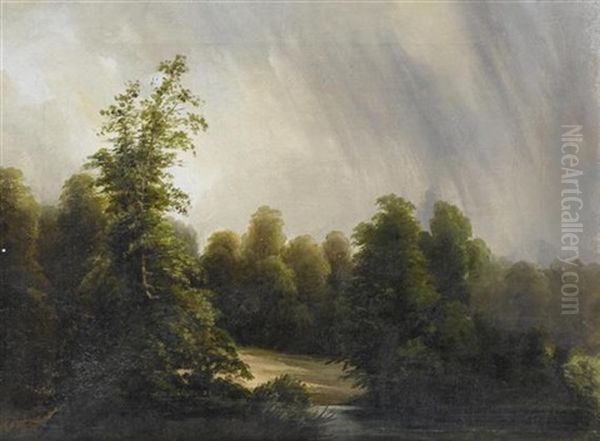 Waldlandschaft Am Fluss Oil Painting by Otto Froelicher