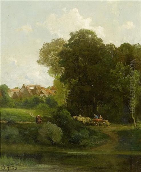 Dorf Am Waldrand Oil Painting by Otto Froelicher