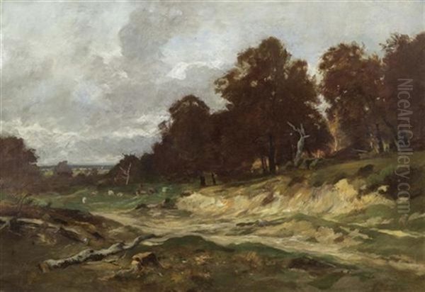 Herbstlandschaft Mit Waldsaum Und Wolkenverhangenem Himmel Oil Painting by Otto Froelicher