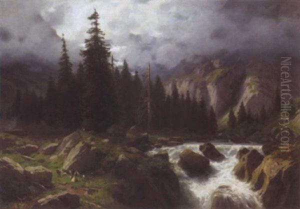 Landschaft Mit Bergbach (berner Oberland?) Oil Painting by Otto Froelicher