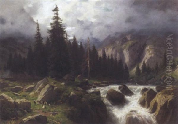 Landschaft Mit Bergbach (im Berner Oberland?) Oil Painting by Otto Froelicher