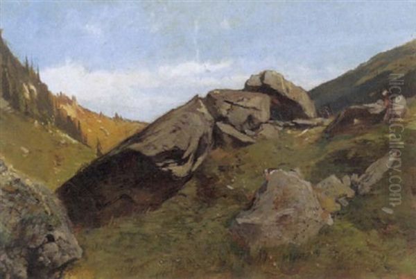 Felsige Landschaft Im Gebirge Oil Painting by Otto Froelicher