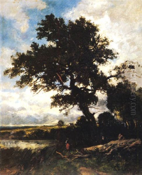 Bewaldete Flusslandschaft Oil Painting by Otto Froelicher