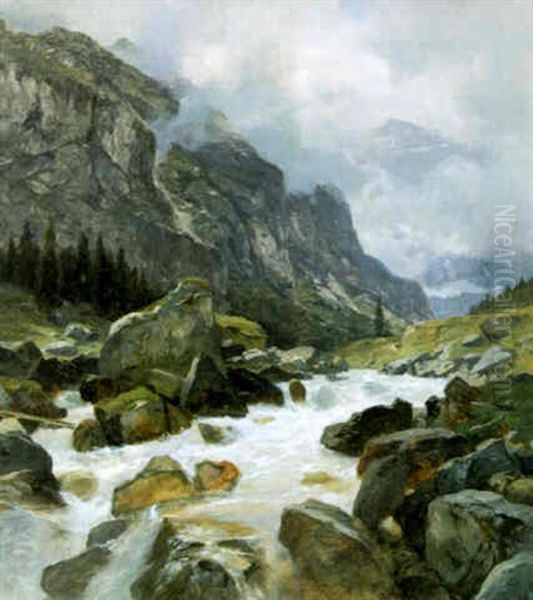 Der Schachenbach Oil Painting by Otto Froelicher