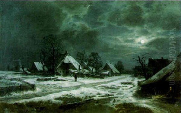 Winternacht Oil Painting by Otto Froelicher