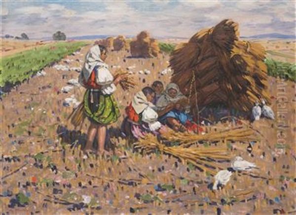 Gleaning Oil Painting by Antos Frolka