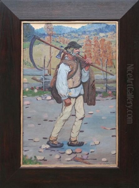 Sedlak S Kosou A Sekerou Oil Painting by Antos Frolka