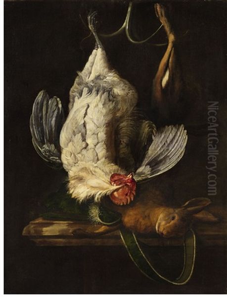 Still Life With Game Oil Painting by Hendrik de Fromantiou