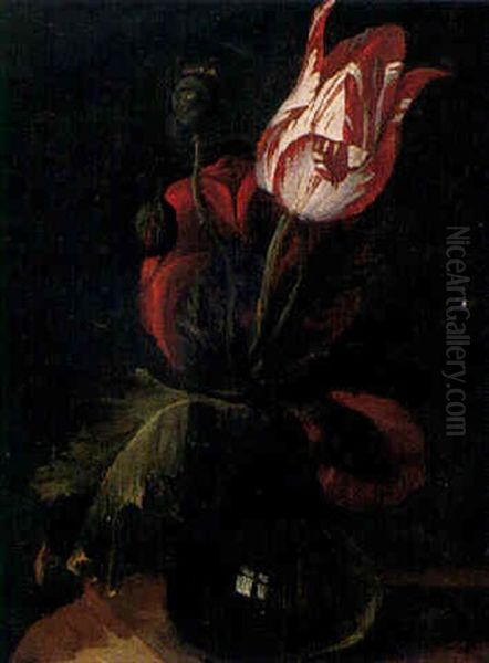 Vase De Tulipes Oil Painting by Hendrik de Fromantiou