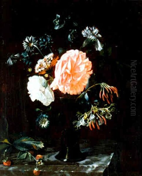 Bouquet De Fleurs Sur Un Entablement En Pierre Oil Painting by Hendrik de Fromantiou