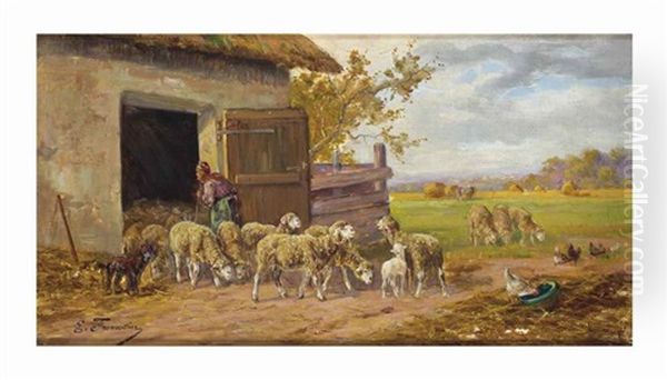 Letting The Sheep Out Oil Painting by Eugene Fromentin