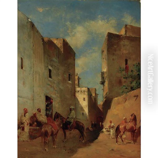 Moorish Street Scene Oil Painting by Eugene Fromentin