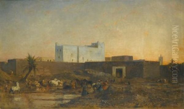 Abreuvoir A Laghouat, En Algerie Oil Painting by Eugene Fromentin