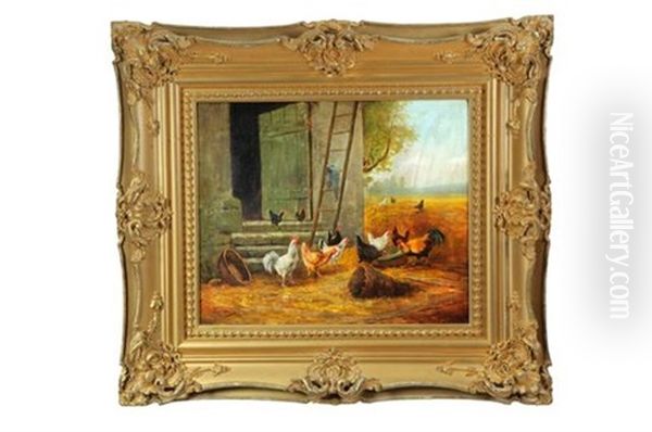 Barnyard Scene Oil Painting by Eugene Fromentin