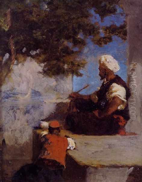 Arabe Sur Un Mur Oil Painting by Eugene Fromentin