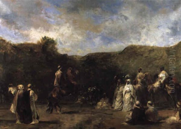 La Marche Aux Chevaux Oil Painting by Eugene Fromentin