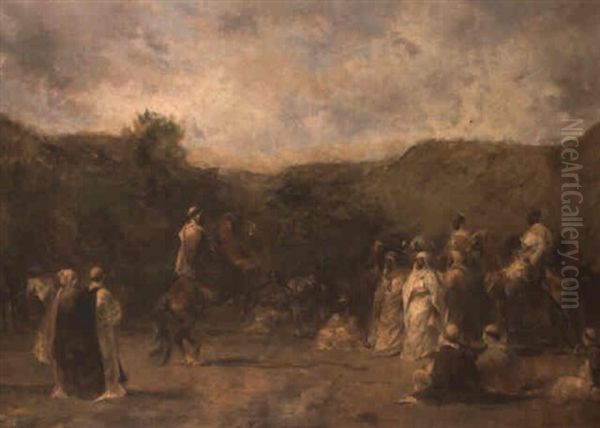 La Halte D'un Chef Arabe Oil Painting by Eugene Fromentin