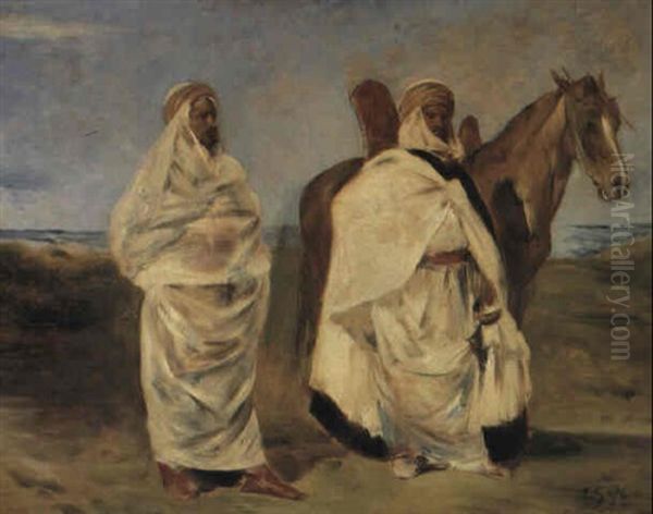 Arabes Et Cheval Oil Painting by Eugene Fromentin