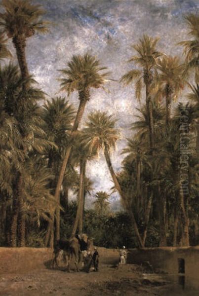 Oasis At Lagrount Oil Painting by Eugene Fromentin