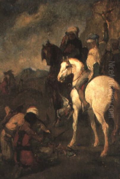 Chasse Au Faucon En Algerie: La Cur,e Oil Painting by Eugene Fromentin