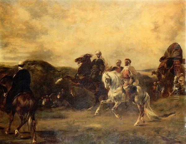 Arabs On The March Oil Painting by Eugene Fromentin