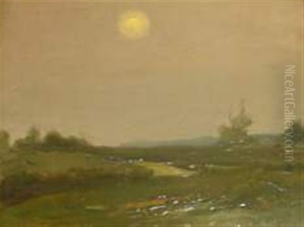 Moonlight After Sunset, Air Misty Oil Painting by Charles Henry Fromuth