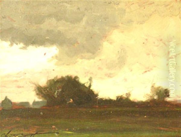 Petit Paysage Americain, Ciel Tourmente Oil Painting by Charles Henry Fromuth