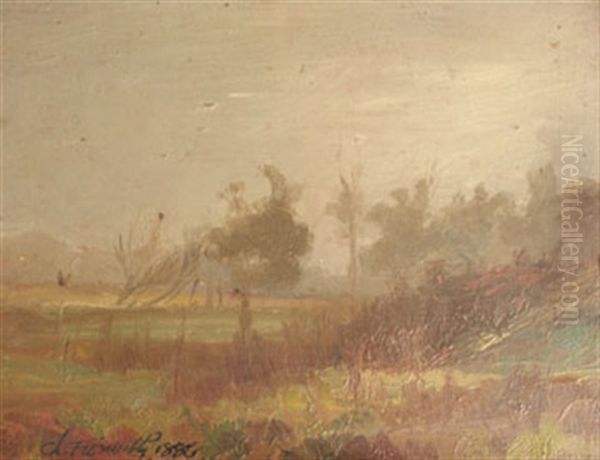 Petit Paysage Americain Ciel Gris Oil Painting by Charles Henry Fromuth