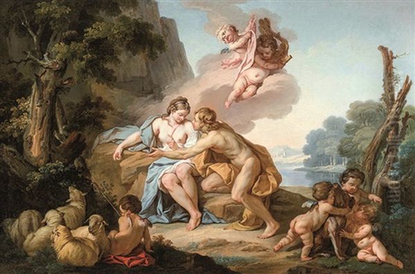 Daphnis Et Chloe Oil Painting by Jean Charles Frontier