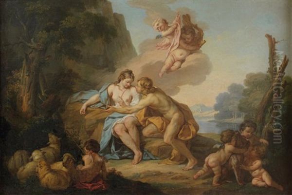 Venus Et Adonis Oil Painting by Jean Charles Frontier