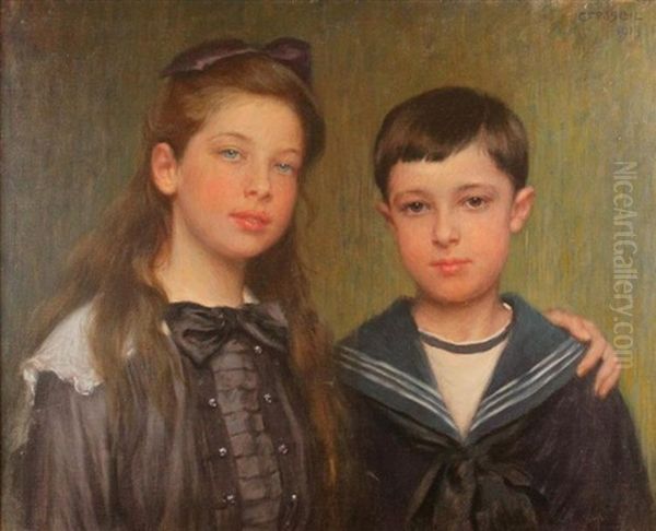 Siblings, 1913 Oil Painting by Carl Froeschl