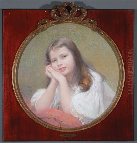 Portrait Of A Young Girl Oil Painting by Carl Froeschl