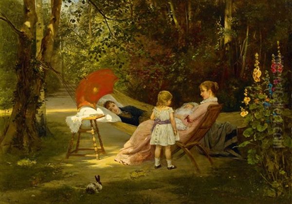 Siesta Im Park Oil Painting by Carl Froeschl