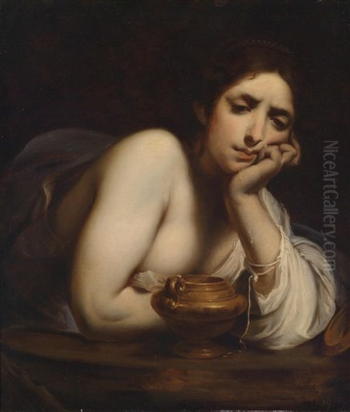 Die Bussende Heilige Maria Magdalena Oil Painting by Carl Froeschl