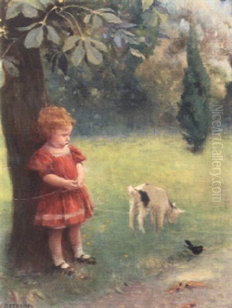 Die Kleine Ziegenhirtin Oil Painting by Carl Froeschl