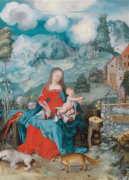 Madonna Mit Dem Jesusknaben Und Vielen Tieren Oil Painting by Daniel Froschl