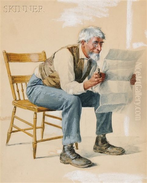 Reading The News Oil Painting by Arthur Burdett Frost Sr.