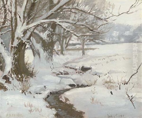 Winter Landscape, West Conshohocken, Pennsylvania Oil Painting by Arthur Burdett Frost Sr.