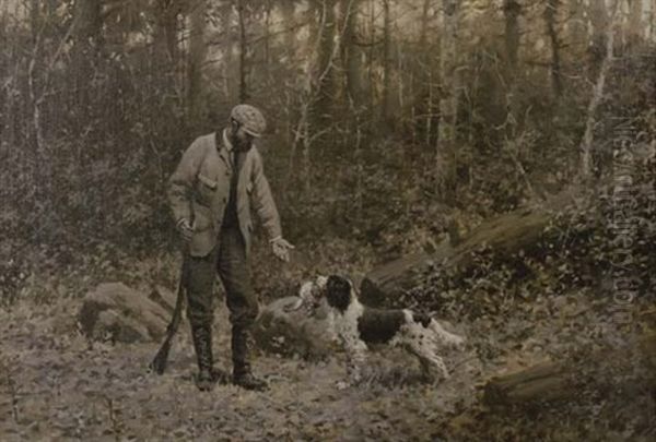 Good Shot And Good Dog Oil Painting by Arthur Burdett Frost Sr.