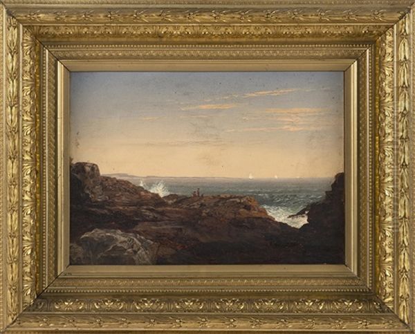 A Scene On Mount Desert Island, Maine, Likely Thunder Hole Oil Painting by Francis Shedd Frost