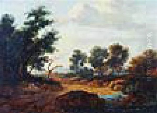 Landscape With Cottages Oil Painting by George Frost