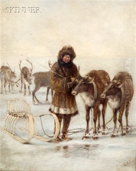 Figure With A Sled Oil Painting by George Albert Frost