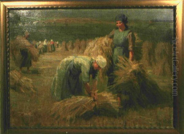 Bauerinnen Bei Der Heuernte Oil Painting by Martin Frost