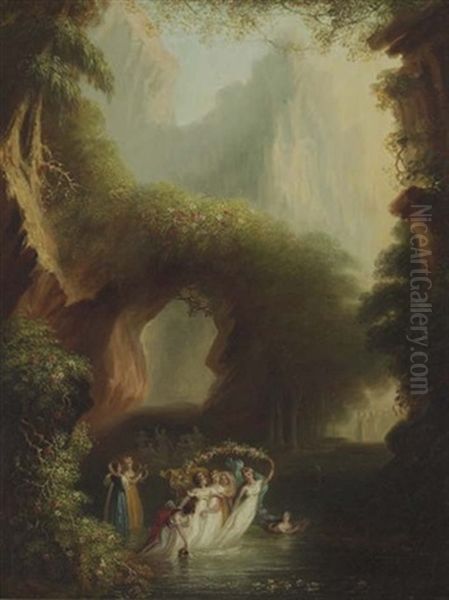 Nymphs Watering By A Stream Oil Painting by William Edward Frost