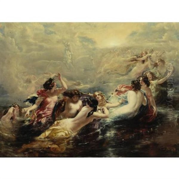 Sirens And The Knight Oil Painting by William Edward Frost