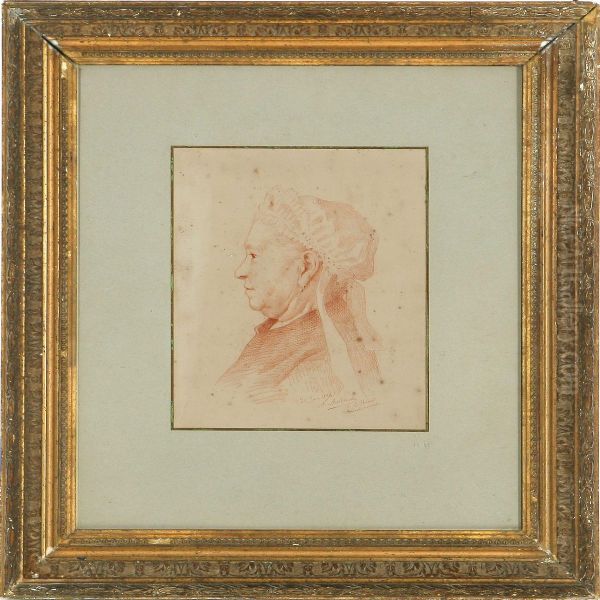 An Elderly Lady In Profile Oil Painting by Alfred Eloi Auteroche