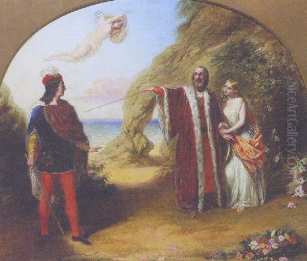 Prospero, Miranda And Ferdinand, The Tempest Act I Oil Painting by William Edward Frost